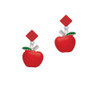Large Red Apple Red Crystal Diamond-Shape Earrings
