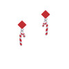 3-D Red and Candy Cane Red Crystal Diamond-Shape Earrings
