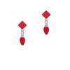 Red Christmas Light Red Crystal Diamond-Shape Earrings