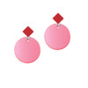 Acrylic 1" Disc Red Imitation Pearl Red Crystal Diamond-Shape Earrings