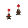 Enamel Gingerbread Boy Red Crystal Diamond-Shape Earrings