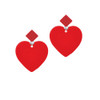 Acrylic 1" Red Heart Red Crystal Diamond-Shape Earrings