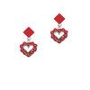 Open Heart with Red Crystal Border Red Crystal Diamond-Shape Earrings