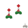 Christmas Holly & Red Crystal Berries Red Crystal Diamond-Shape Earrings