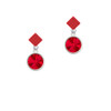 12mm Crystal Rivoli - Red Red Crystal Diamond-Shape Earrings