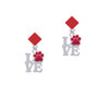 Love with Red Paw Red Crystal Diamond-Shape Earrings