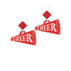 Acrylic 1.25" Red Cheer Megaphone Red Crystal Diamond-Shape Earrings