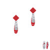 3-D Red Running Shoe Red Crystal Diamond-Shape Earrings