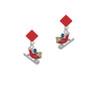 Red Christmas Sleigh Red Crystal Diamond-Shape Earrings