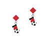 I love Soccer - Red Heart Red Crystal Diamond-Shape Earrings