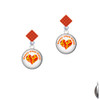 Domed Candy Corn Cutie Orange Crystal Diamond-Shape Earrings