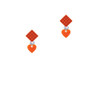 Acrylic 5/16" Orange Heart Orange Crystal Diamond-Shape Earrings