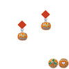 Small Orange Jack O'Lantern with Stem Orange Crystal Diamond-Shape Earrings