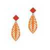 Acrylic Medium Leaf Pearly Orange Orange Crystal Diamond-Shape Earrings