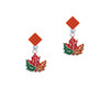 Large Orange Fall Leaf Orange Crystal Diamond-Shape Earrings