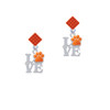 Love with Orange Paw Orange Crystal Diamond-Shape Earrings