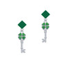 Translucent Green Lucky Four Leaf Clover Key Green Crystal Diamond-Shape Earrings
