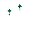 Mini May - Green Crystal Heart Green Crystal Diamond-Shape Earrings