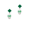 Green Shamrock Spinner Green Crystal Diamond-Shape Earrings