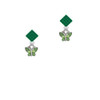 Mini Butterfly with Green Wings & Crystals Green Crystal Diamond-Shape Earrings