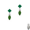 Christmas Lights - Green Resin Green Crystal Diamond-Shape Earrings