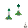 Green Resin Christmas Tree with Crystals Green Crystal Diamond-Shape Earrings