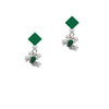 Mini Green Tree Frog Green Crystal Diamond-Shape Earrings