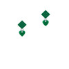 Acrylic 5/16" Green Heart Green Crystal Diamond-Shape Earrings