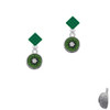 3-D Green Enamel Kiwi Green Crystal Diamond-Shape Earrings
