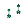 3-D Frosted Green Resin Ornament with Crystals Green Crystal Diamond-Shape Earrings