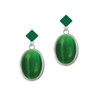 Oval - Imitation Cat's Eye - Green - Green Crystal Diamond-Shape Earrings