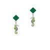 Green Seahorse Green Crystal Diamond-Shape Earrings