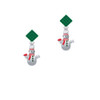 Snowman with Red Scarf and Green Buttons Green Crystal Diamond-Shape Earrings