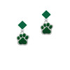 Large Green Paw Green Crystal Diamond-Shape Earrings