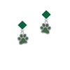 Medium Translucent Green Paw Green Crystal Diamond-Shape Earrings