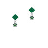 Mini Translucent Green Paw Green Crystal Diamond-Shape Earrings