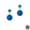 Round - Dolomite Marble - Dark Teal - Teal Crystal Diamond-Shape Earrings