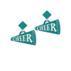Acrylic 1.25" Teal Cheer Megaphone Teal Crystal Diamond-Shape Earrings