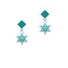 Teal Snowflake with Clear Crystal Teal Crystal Diamond-Shape Earrings