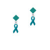 Teal Ribbon Teal Crystal Diamond-Shape Earrings