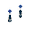 Navy Blue Paw Flip Flop Blue Crystal Diamond-Shape Earrings