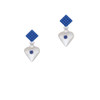 Large September - Blue Crystal Heart Blue Crystal Diamond-Shape Earrings
