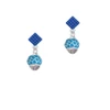 Hot Blue Giraffe Print Spinner Blue Crystal Diamond-Shape Earrings