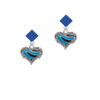 Hot Blue Tiger Print Heart Blue Crystal Diamond-Shape Earrings