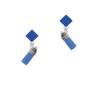 3-D Blue Baby Bottle Blue Crystal Diamond-Shape Earrings