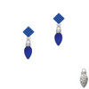 Christmas Lights - Blue Resin Blue Crystal Diamond-Shape Earrings