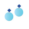 Acrylic 1" Disc Hot Blue Imitation Pearl Blue Crystal Diamond-Shape Earrings