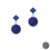 Round - Dolomite Marble - Blue - Blue Crystal Diamond-Shape Earrings