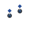 Royal Blue Paw on Black Disc Blue Crystal Diamond-Shape Earrings