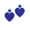 Acrylic 1" Royal Blue Heart Blue Crystal Diamond-Shape Earrings